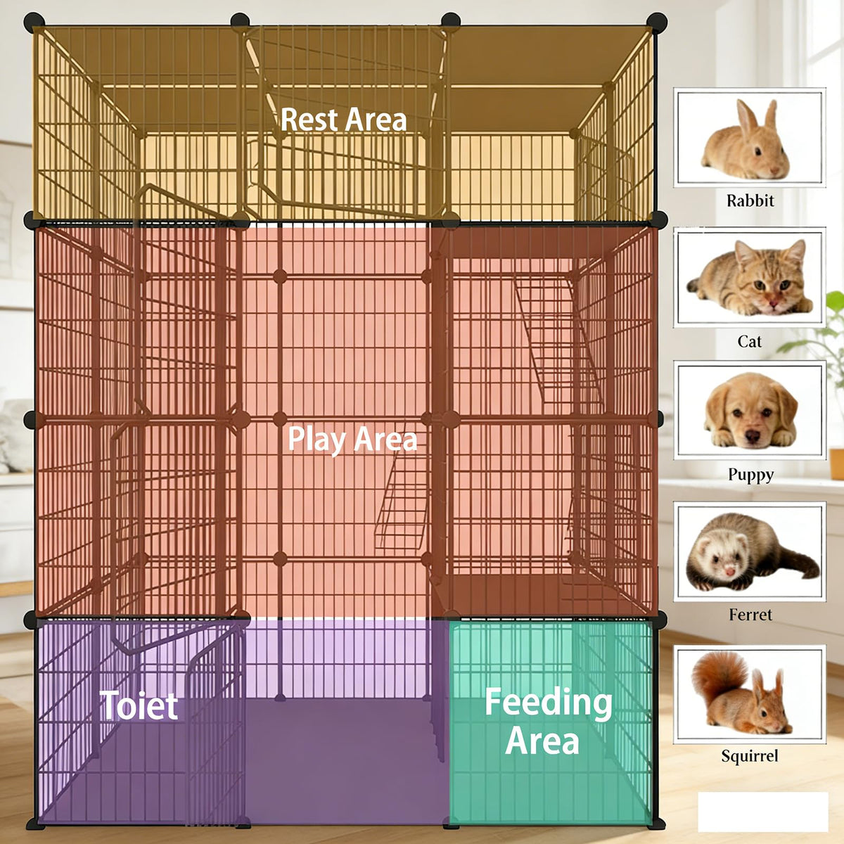 4-Tier Detachable Metal Wire Cat Cage Y85790