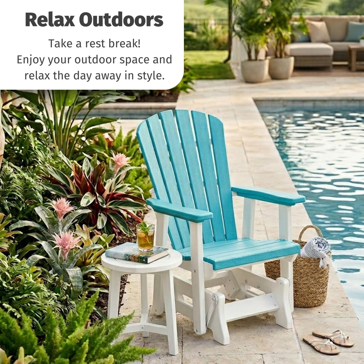Tudor Brown Cedar Poly Adirondack Glider Outdoor Chair D915360