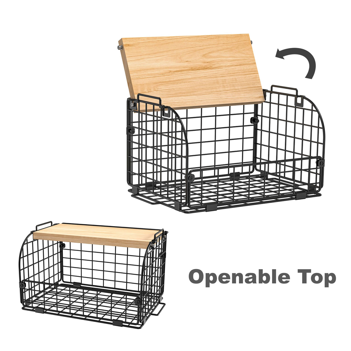 Stackable Wire Basket with Openable Top L580