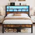 Metal Platform Bed with Charging Station and LED P454