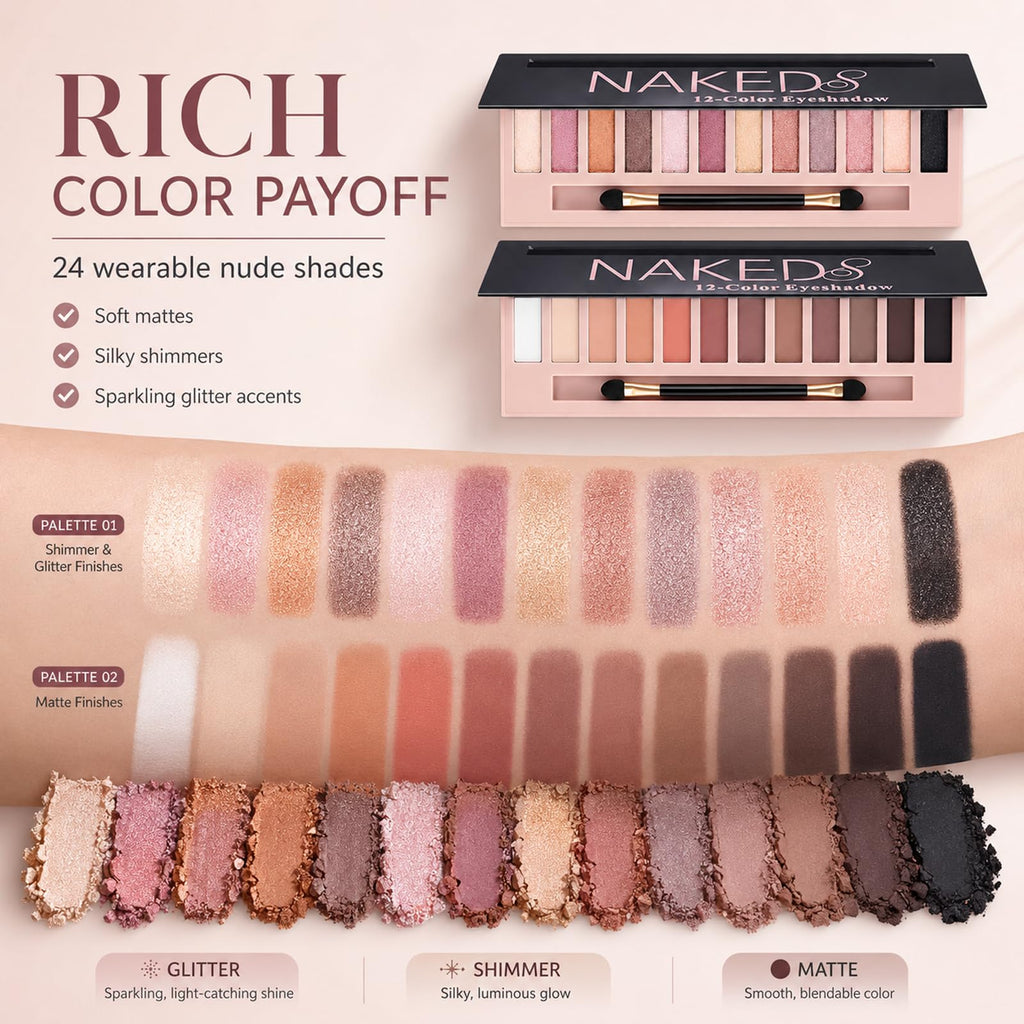 2 Pack Shimmer & Matte Eyeshadow Palette E597