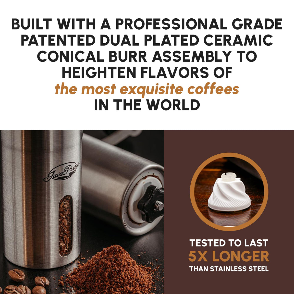 Manual Stainless Steel Conical Burr Coffee Grinder V9255