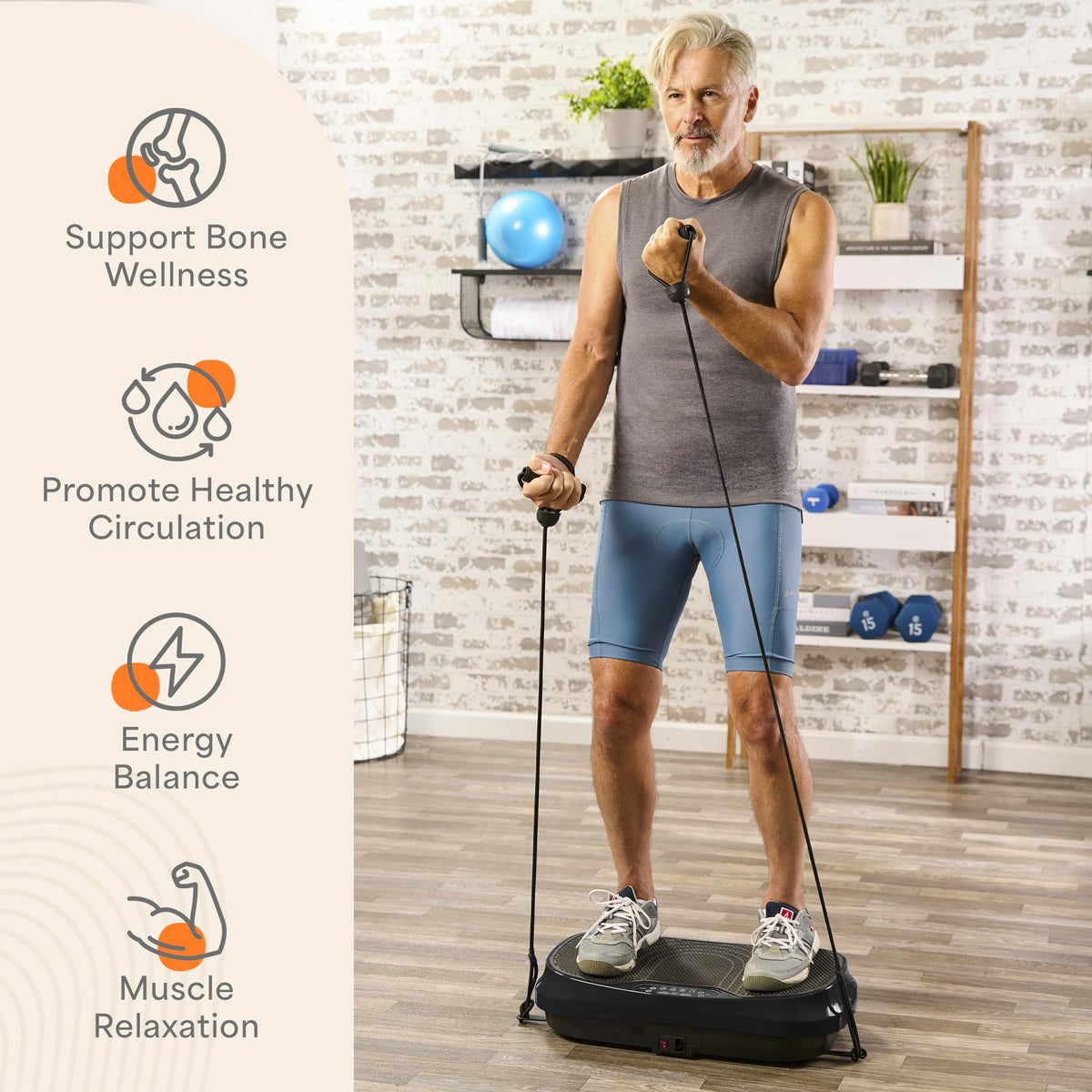 Mini Vibration Plate Exercise Machine with Resistance Bands T146