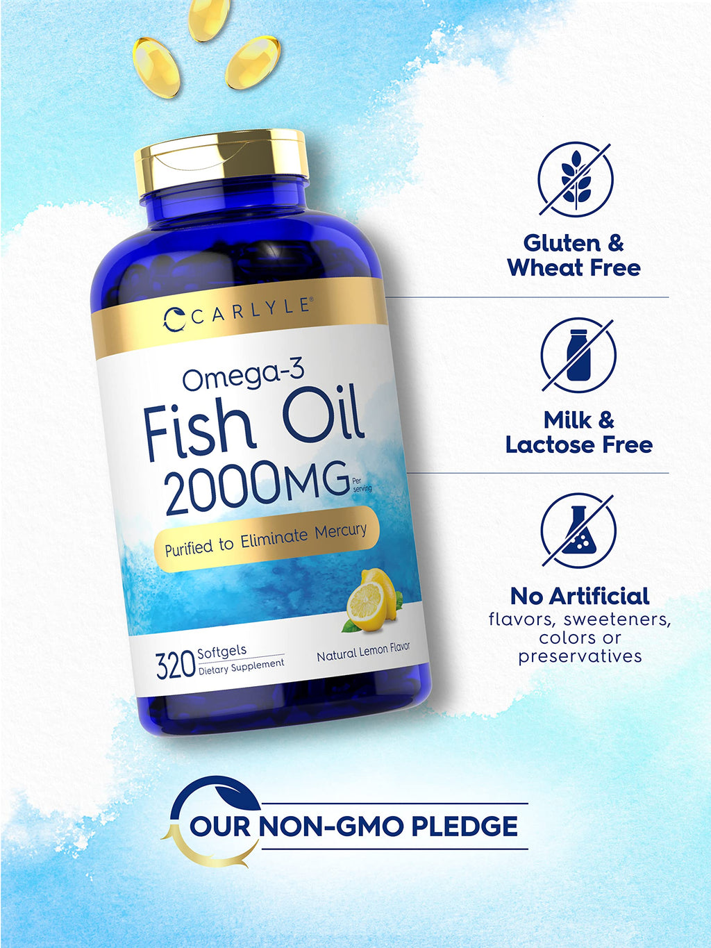 Fish Oil Omega 3 Supplements 2000mg 320 Softgels EPA & DHA A191