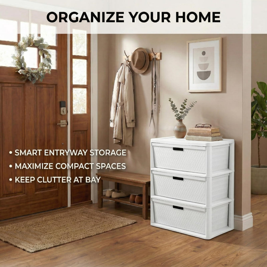 White 3 Drawer Plastic Storage Tower E1099