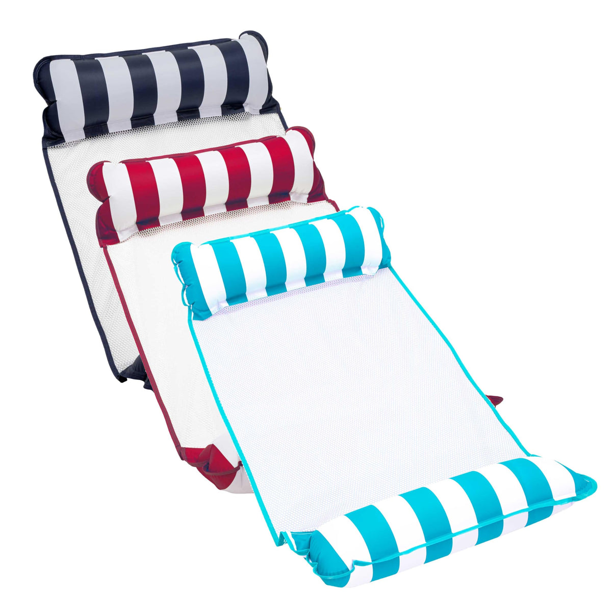 Light Blue, Navy & Burgundy/White Stripe 3-Pack Pool Float R723