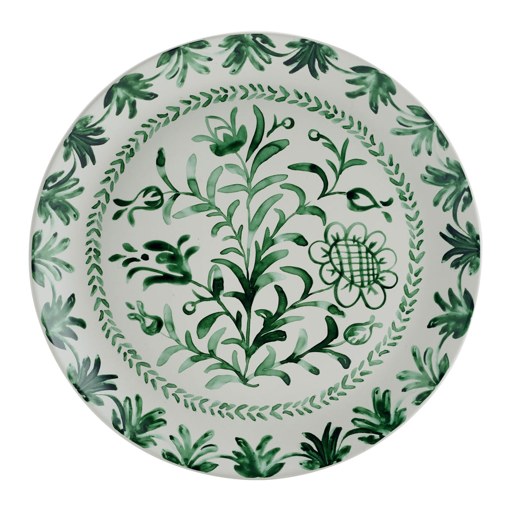 Green 12-Piece Stoneware Dinnerware Set D34490