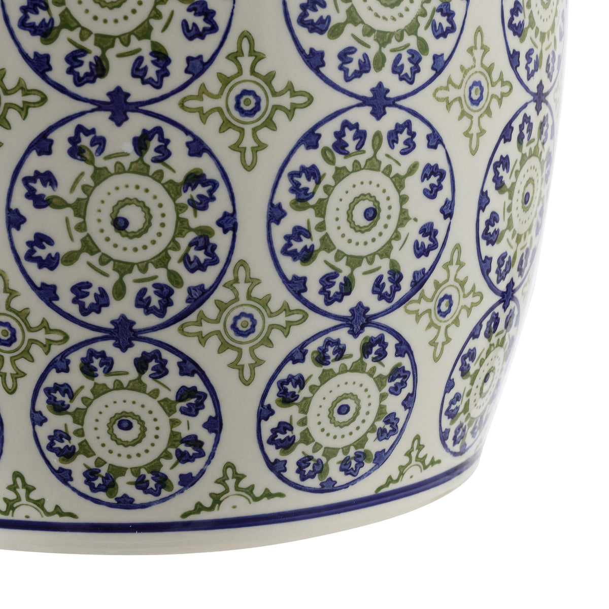 Blue Green Ceramic Drum Garden Stool S609351