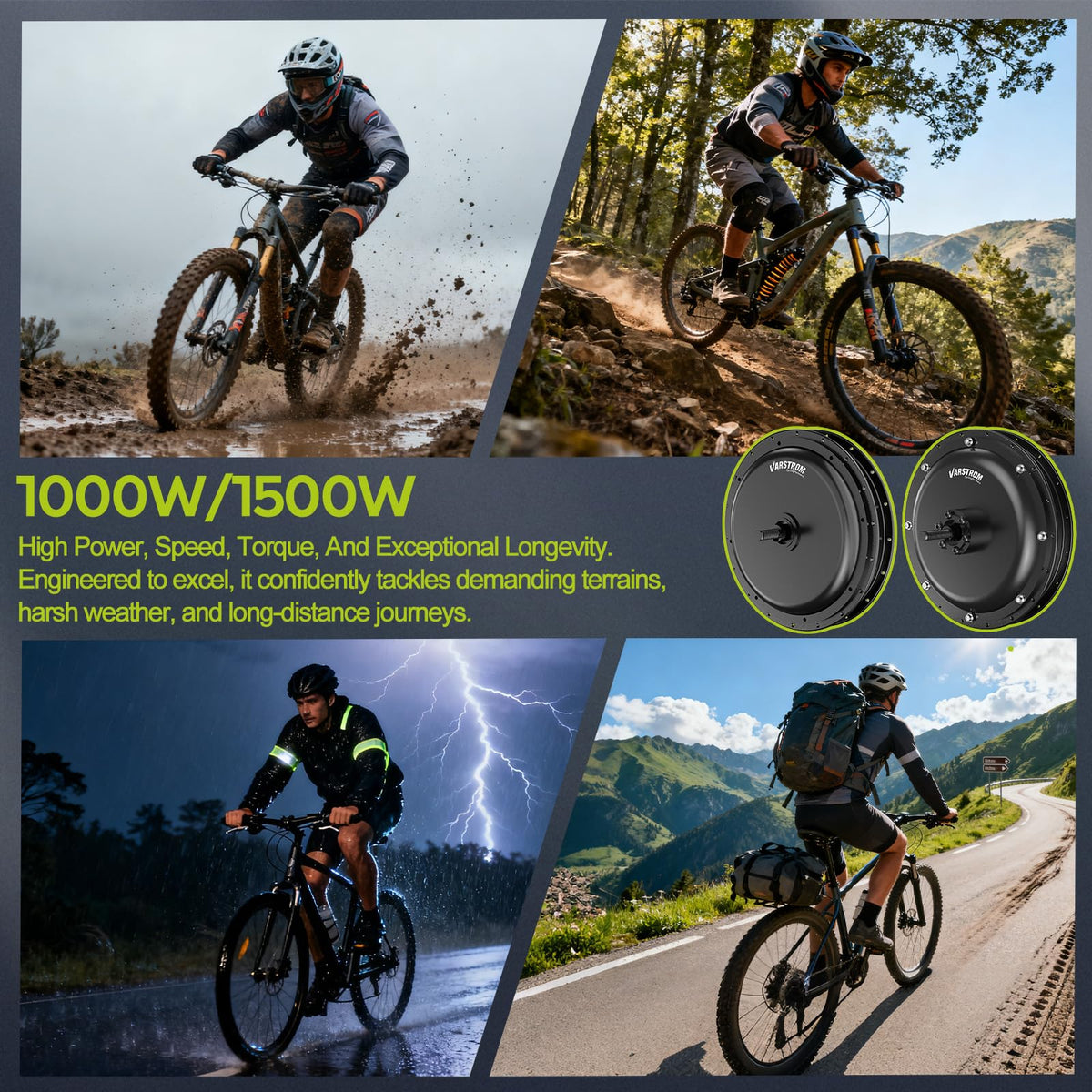 48V 1000W Electric Bike Conversion Kit Rear Wheel Hub Motor Q14203