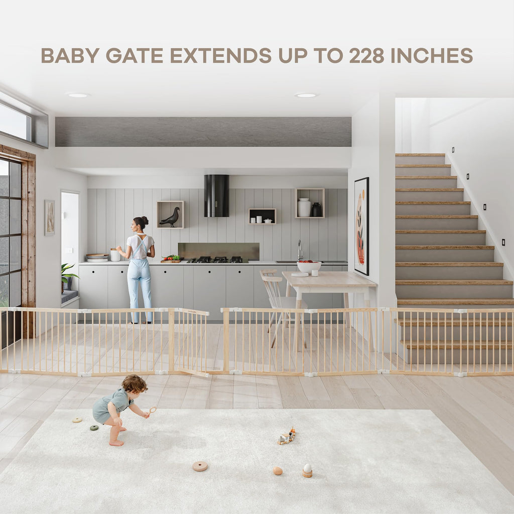 Foldable Playpen Light Wood White Y55681