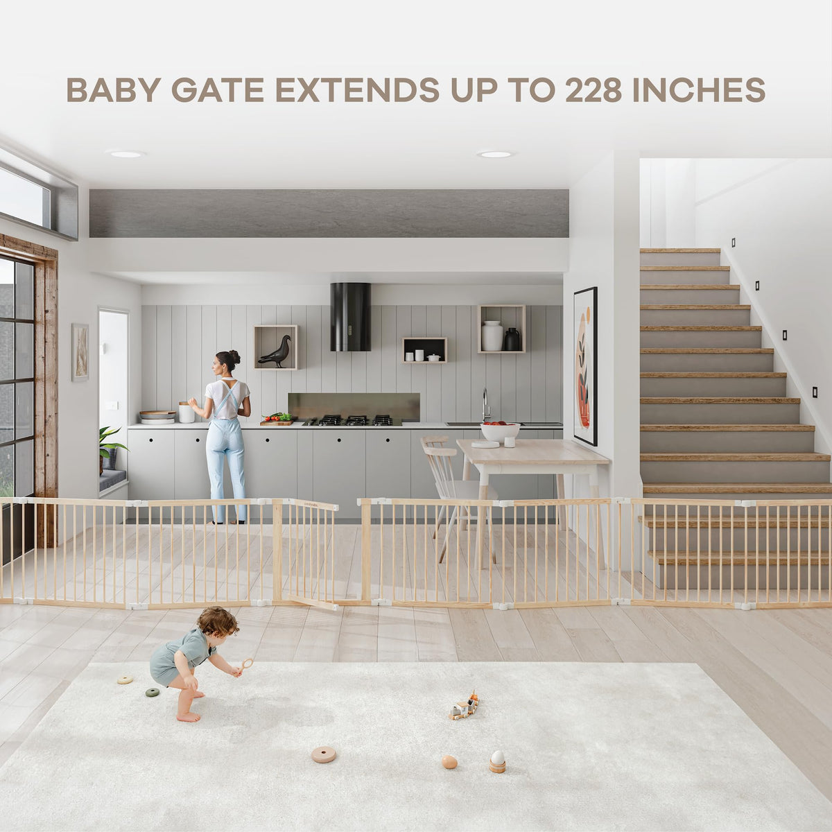 Foldable Playpen Light Wood White Y55681
