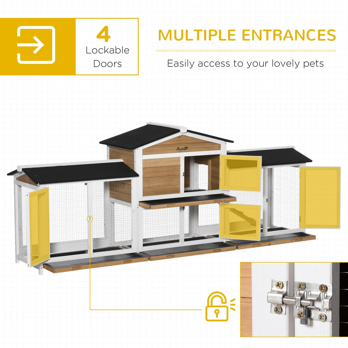White Wooden Rabbit Hutch with Ramp W89679