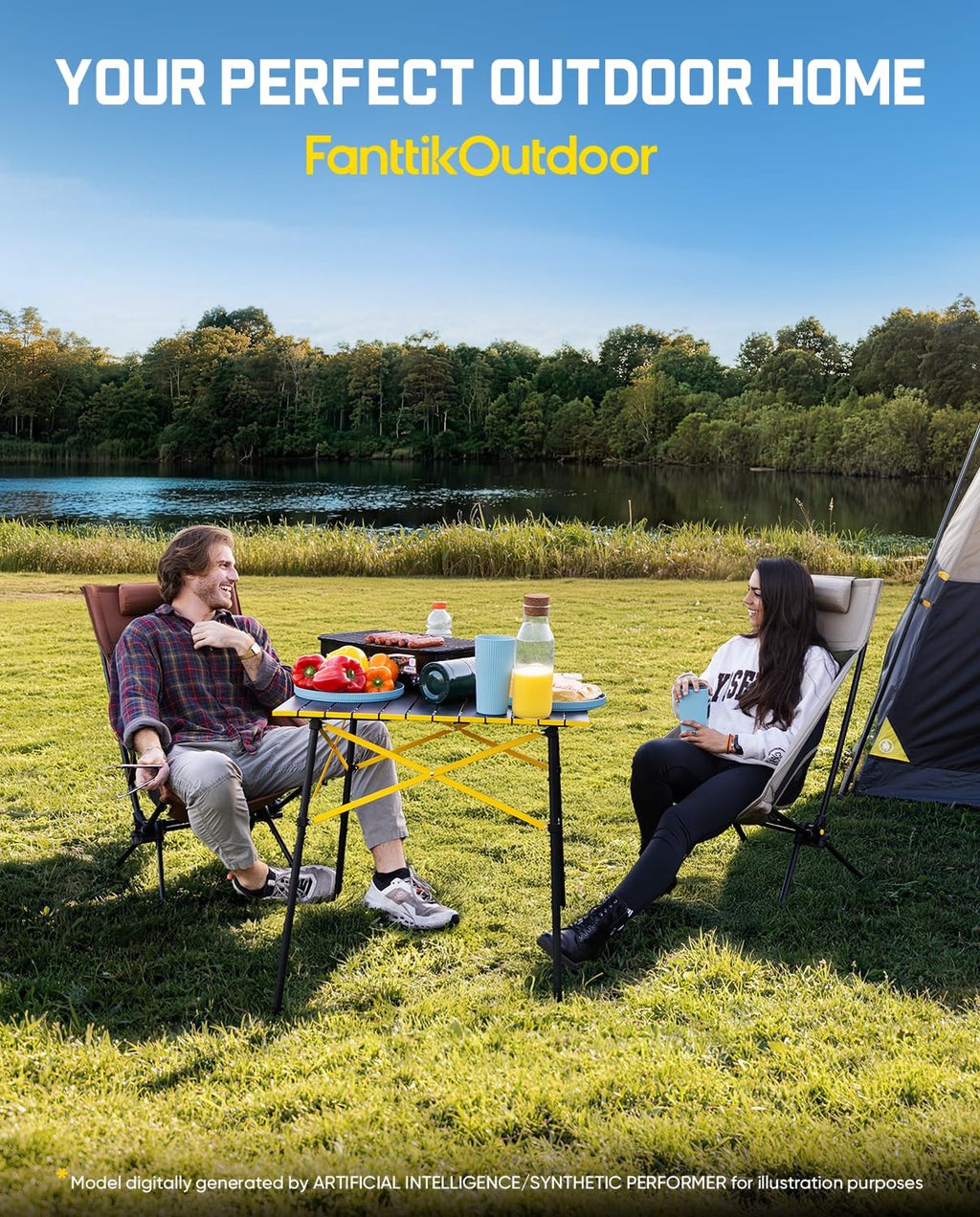 Portable Folding Aluminum Camping Table with Carry Bag J63159