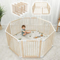 Foldable Playpen Light Wood White Y55681