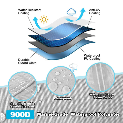 14-16ft Waterproof Marine Canvas Boat Cover with Outboard Motor Cover R80894