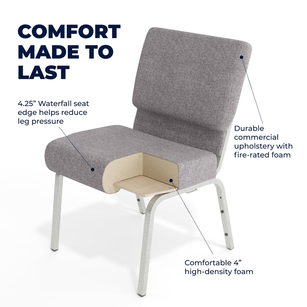 Gray 21" W Stacking Church Chair 4-Pack K2453