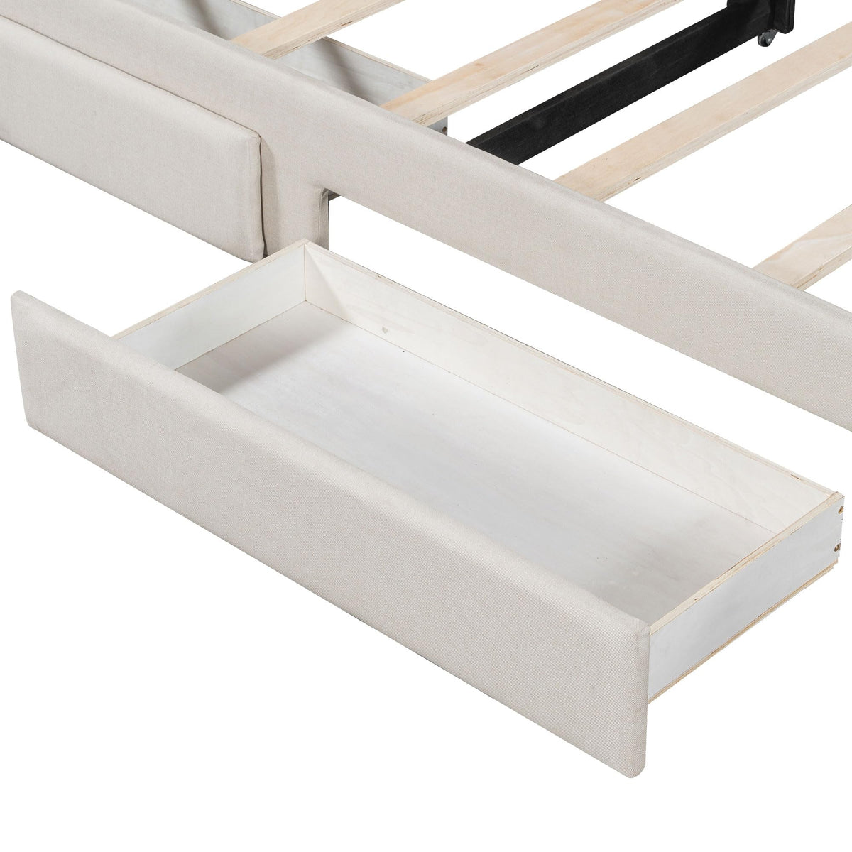 Twin XL to King Size Upholstered Daybed with Trundle and 2 Storage Drawers O660
