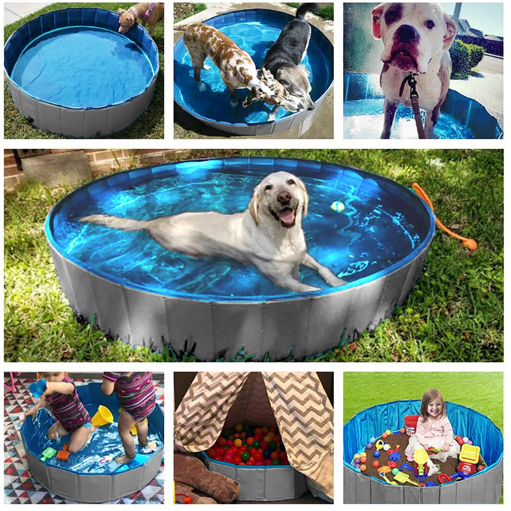 Foldable Dog Pet Bath Pool Collapsible 48" Grey G961970