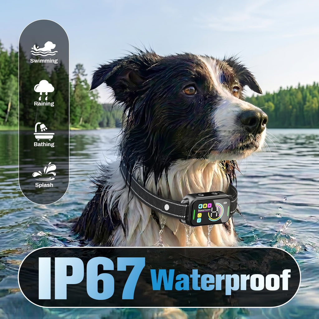 Smart AI Bark Collar with Beep Vibration IP67 Waterproof Jet Black Z91415