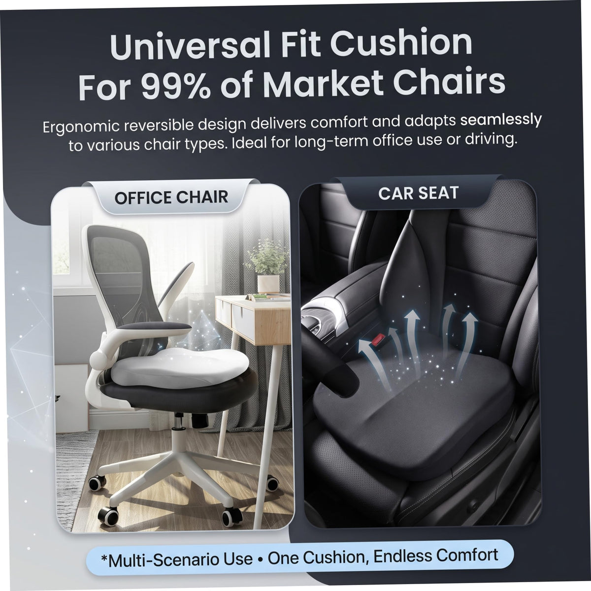 Backless Booster Car Seat Cushion, Black D745