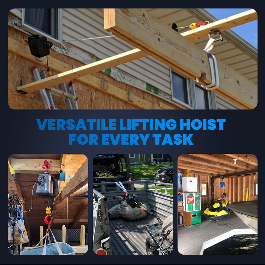 3-in-1 Electric Hoist Winch 1,100lbs 25ft Lifting Height A942999