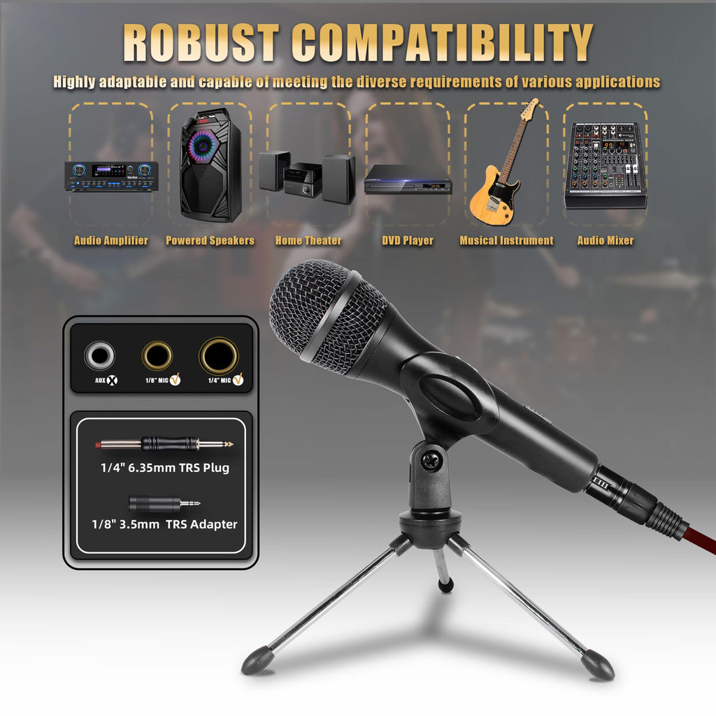 Dynamic Handheld Vocal Microphone with XLR to 1/4'' Audio Cable A858886