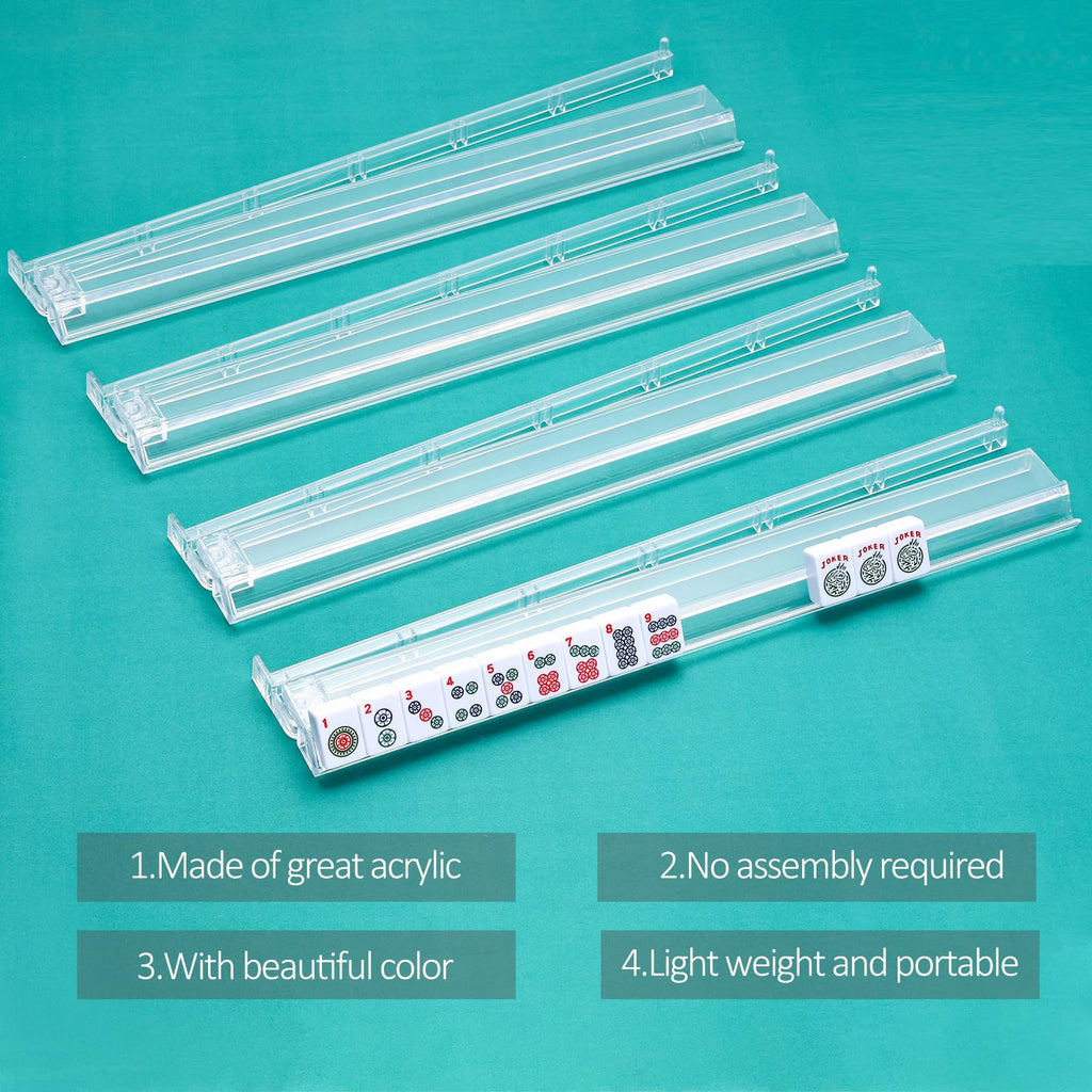 Clear Acrylic Mahjong Tile Rack and Pusher Set of 4 S288418