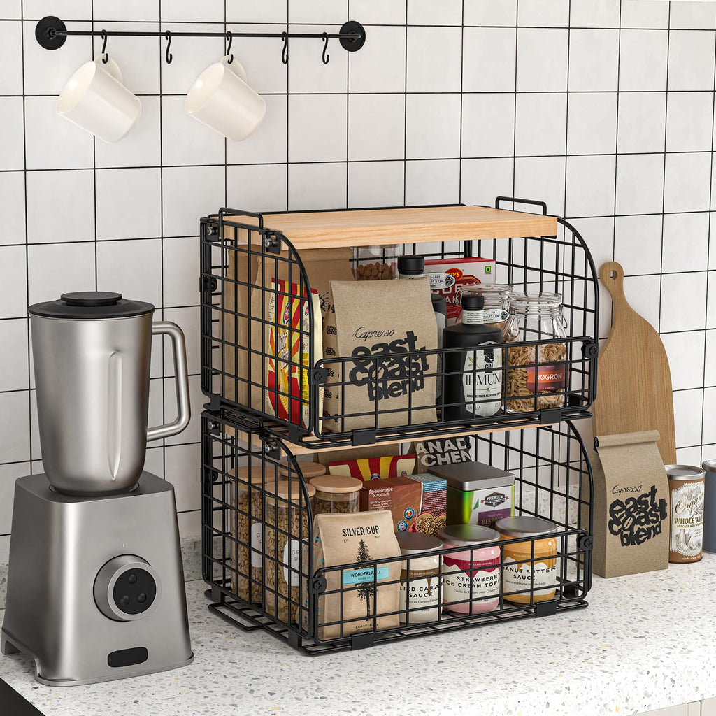 Stackable Wire Basket with Openable Top L580