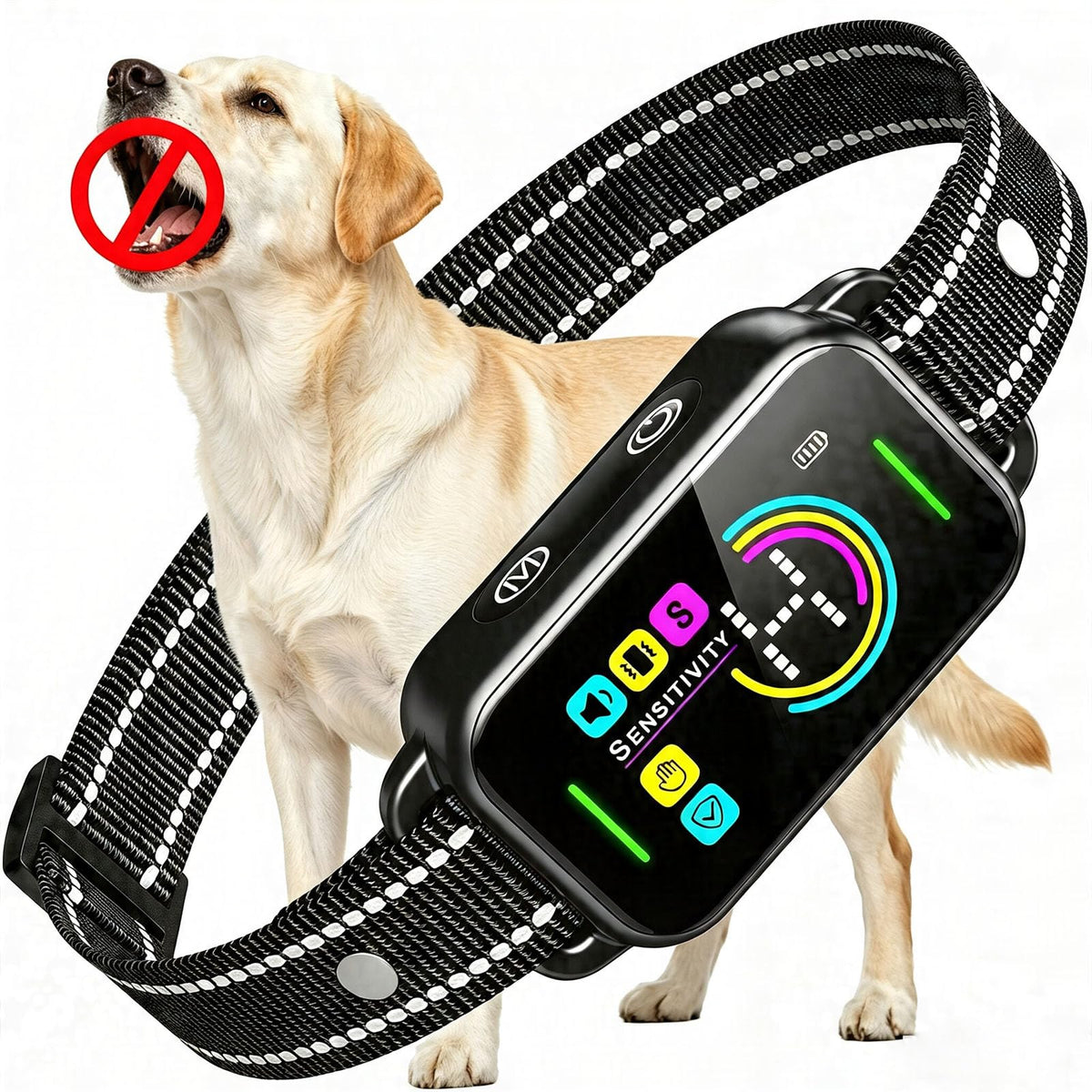 Smart AI Bark Collar with Beep Vibration IP67 Waterproof Jet Black Z91415