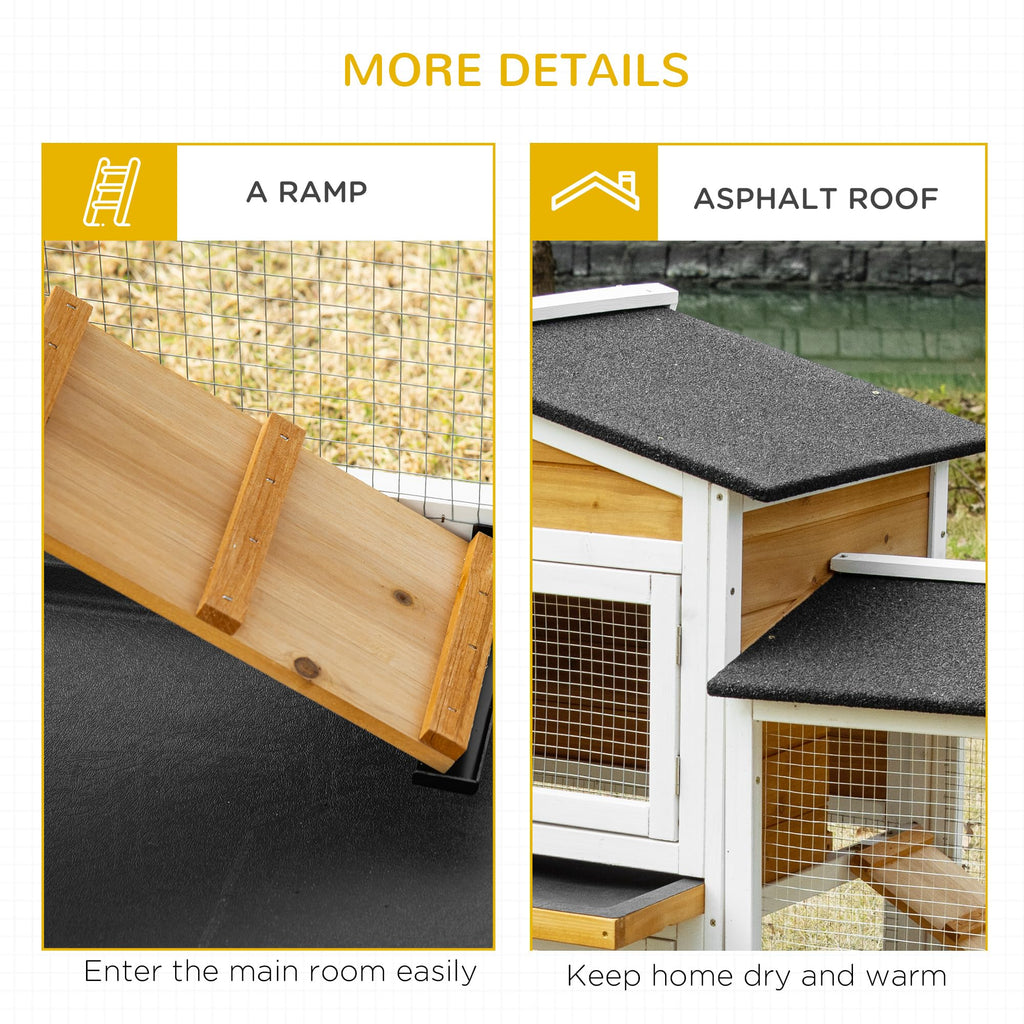 White Wooden Rabbit Hutch with Ramp W89679