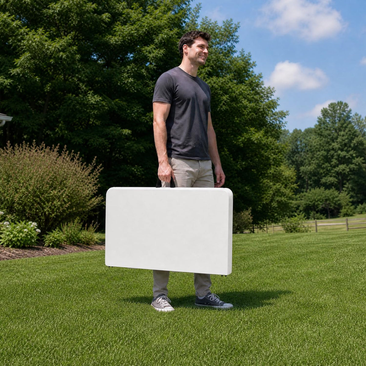 White Square Folding Card Table P86367