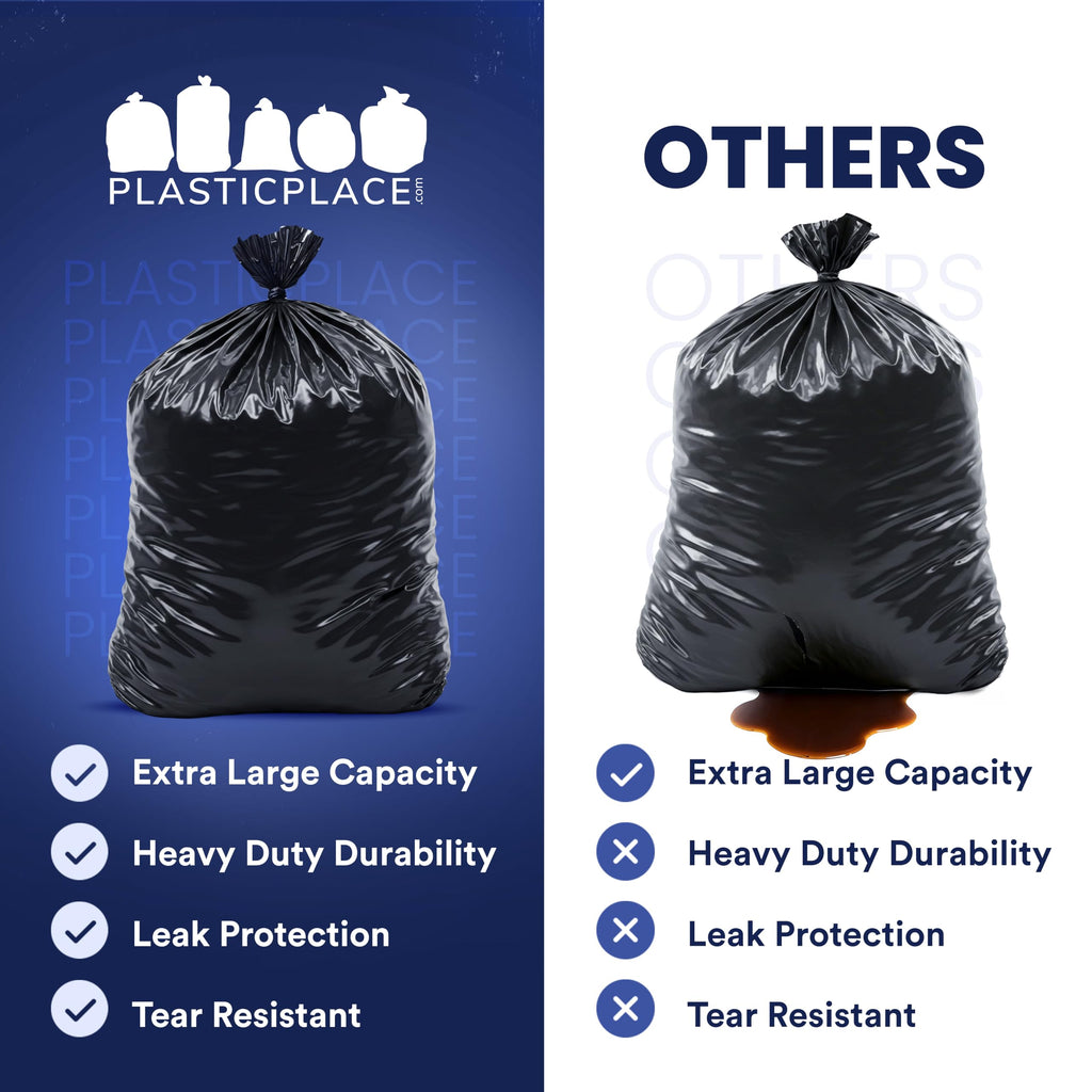 65 Gallon Black Heavy Duty Trash Bags 25 Count U432