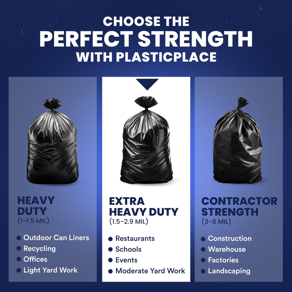 65 Gallon Black Heavy Duty Trash Bags 25 Count U432