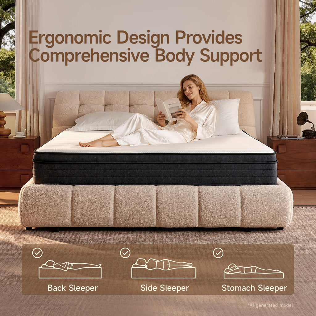 10 Inch Full Size Hybrid Mattress with Pocketed Coils & Gel Memory Foam B438