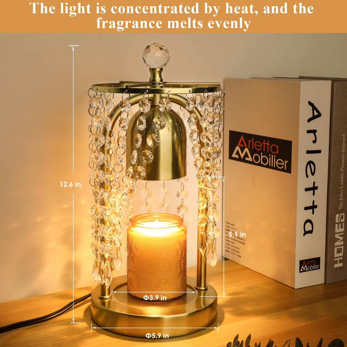 Gold Candle Warmer Lamp with Timer and Dimmer J3842