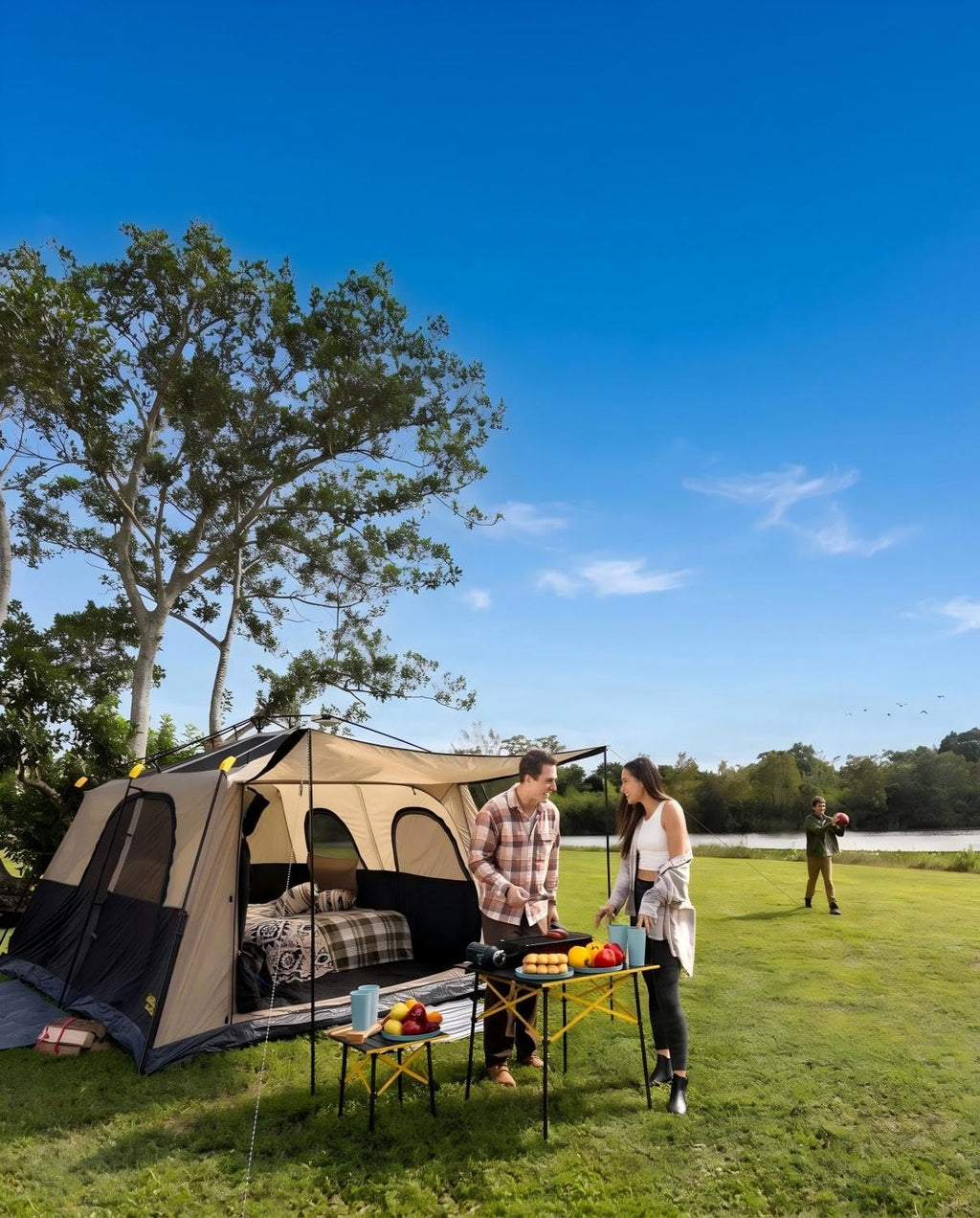 Portable Folding Aluminum Camping Table with Carry Bag J63159