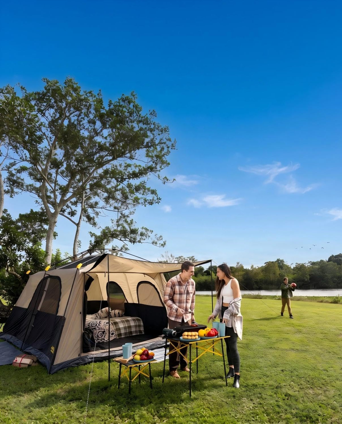 Portable Folding Aluminum Camping Table with Carry Bag J63159