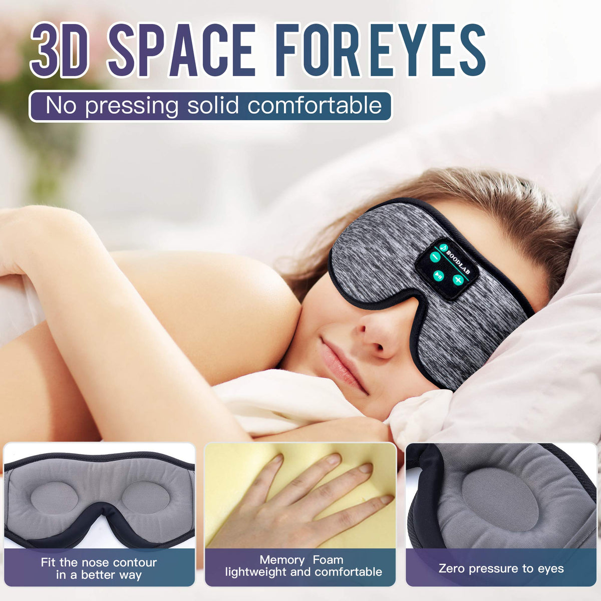 3D Sleep Mask with Bluetooth Headphones N954727