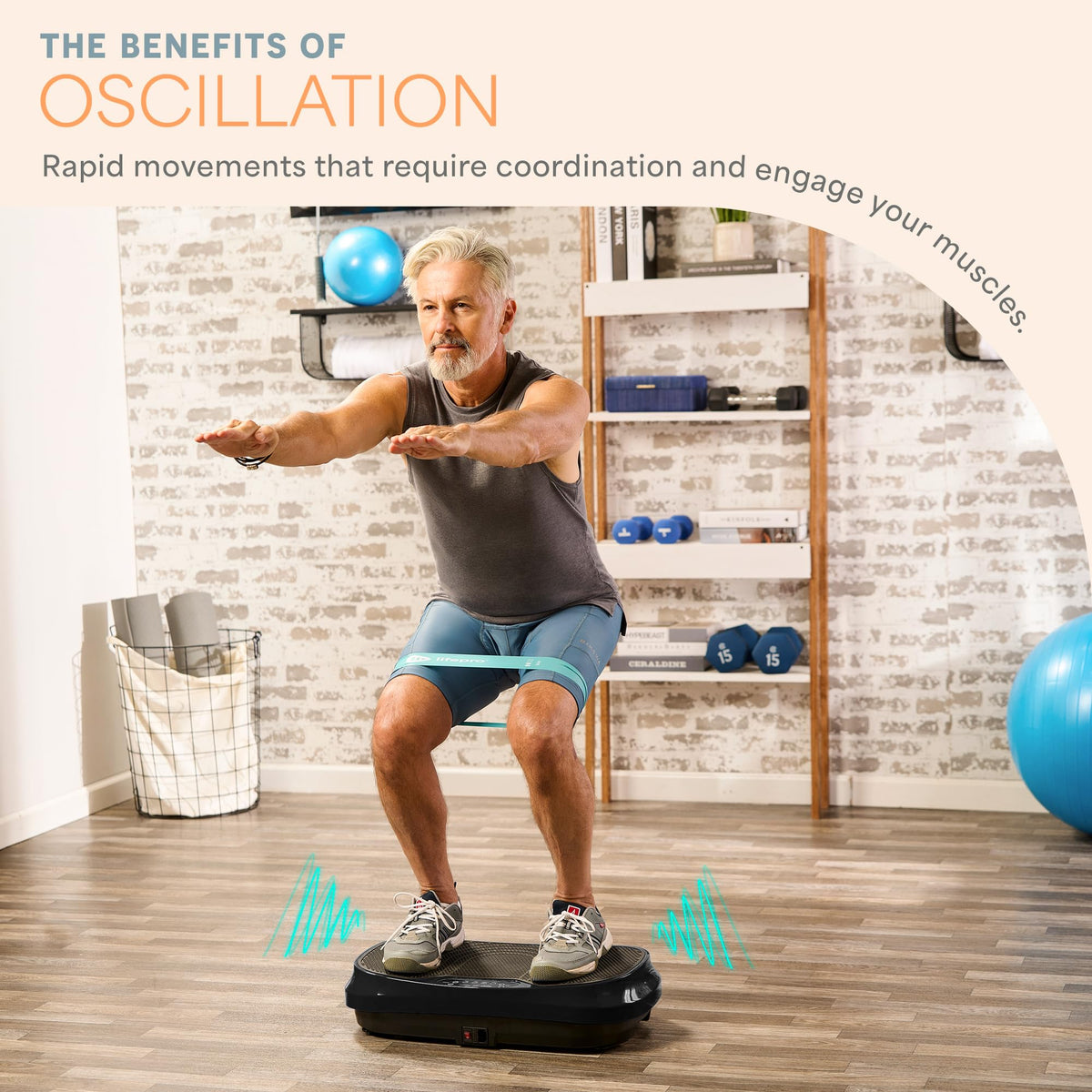Mini Vibration Plate Exercise Machine with Resistance Bands T146