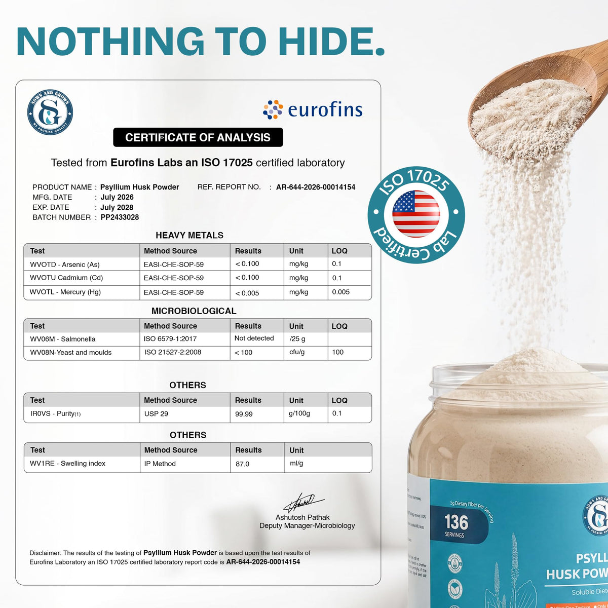 Psyllium Husk Powder 32oz Finely Ground I63581