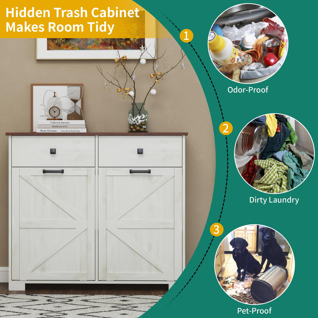 Antique White Double Tilt Out Trash Cabinet H62494