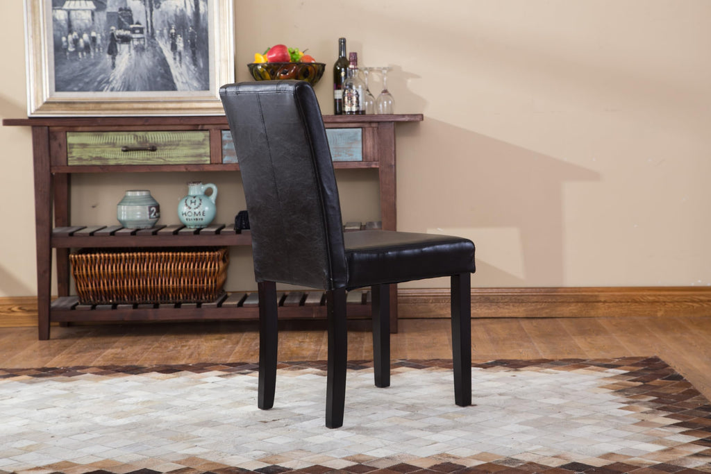Black Leatherette Parson Chair Set of 2 G688