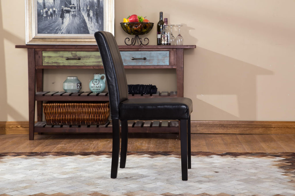Black Leatherette Parson Chair Set of 2 G688