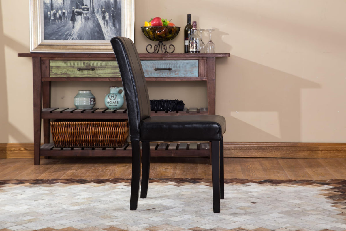Black Leatherette Parson Chair Set of 2 G688