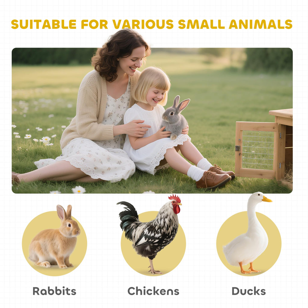 White Wooden Rabbit Hutch with Ramp W89679