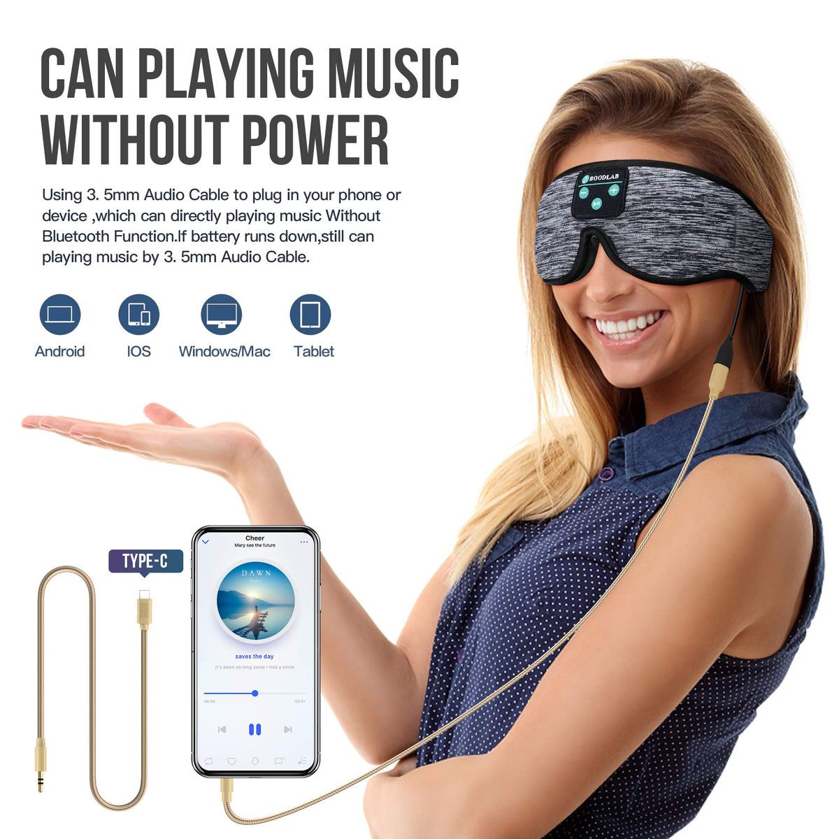 3D Sleep Mask with Bluetooth Headphones N954727