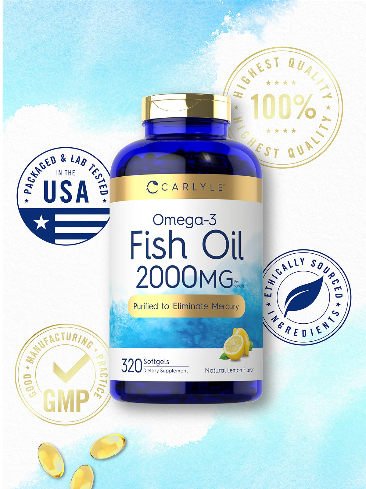Fish Oil Omega 3 Supplements 2000mg 320 Softgels EPA & DHA A191