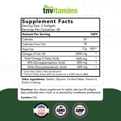 2000mg Omega-3 Fish Oil 90 Softgels S456526
