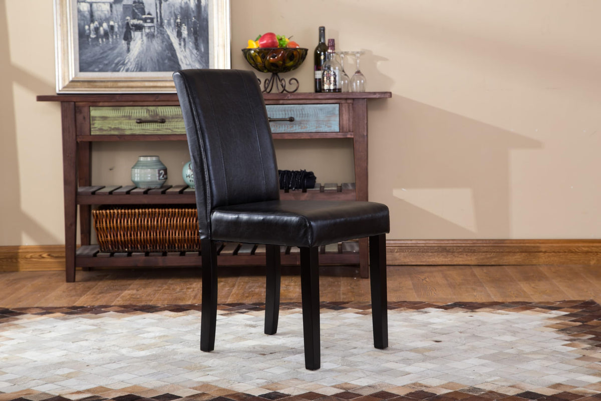 Black Leatherette Parson Chair Set of 2 G688