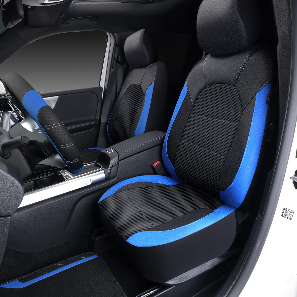 Air Mesh Leather Car Seat Covers Full Set, Waterproof Car Floor Mats, Steering Wheel Cover C785